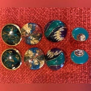 Enamel stud earrings (4 sets)